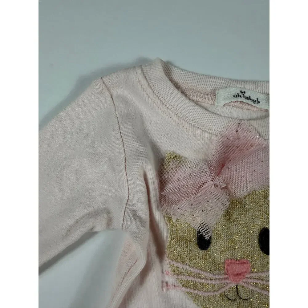 oh baby! Pink Knit Cat Top & Leggings Set 0–3 Months